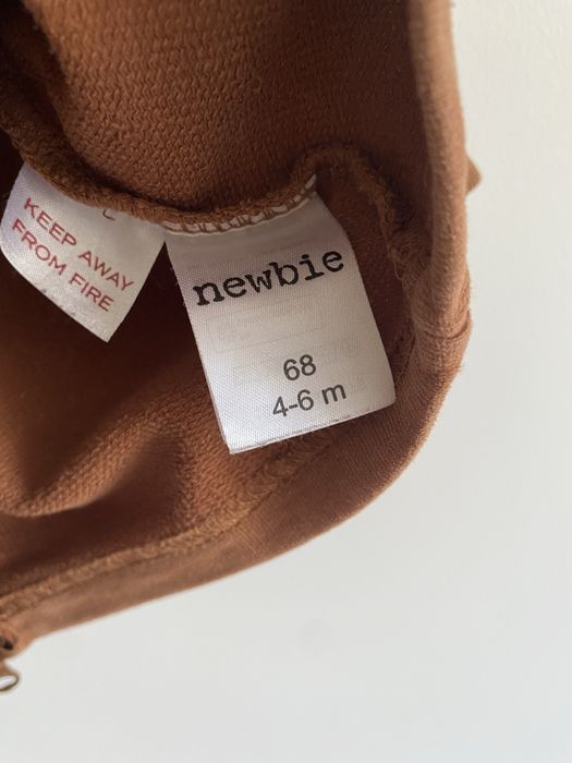 Bluza newbie 68 ruda brązowa guzik z kapturem