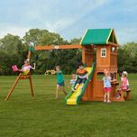 Plac Zabaw Ogrodowy Drewniany huśtawka Domek Zjeżdżalnia GARDEN NEW