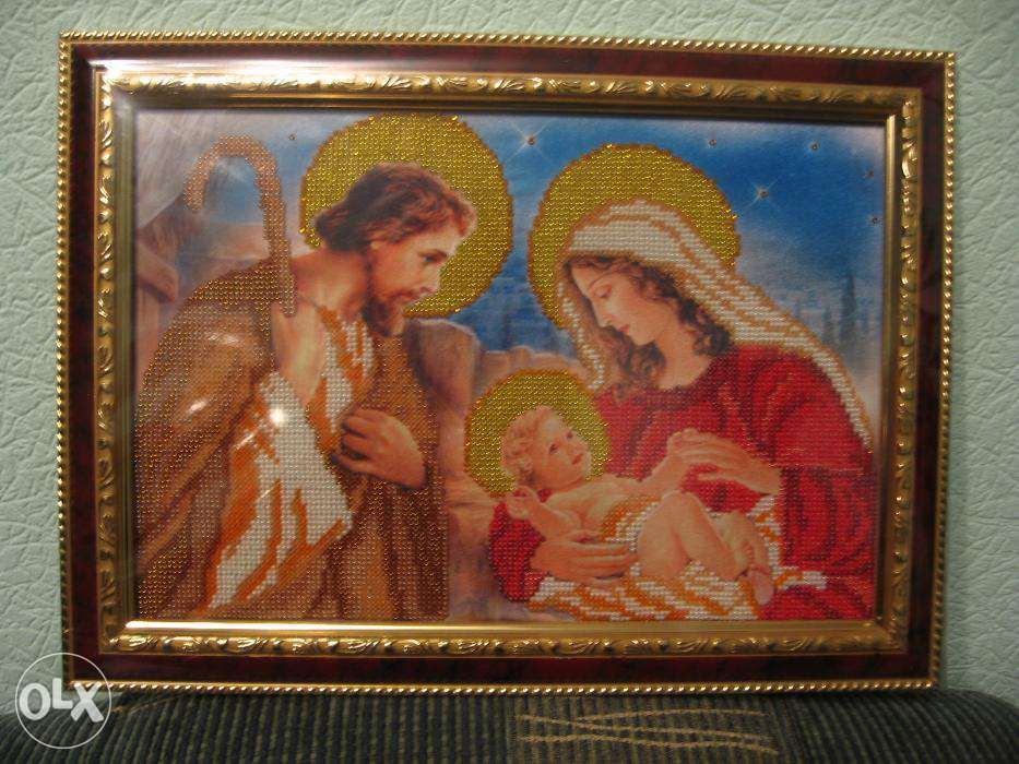 Продам икону бисером "Святое семейство"