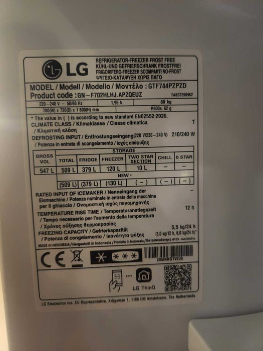 Frigorífico LG GTF744PZPZD INOX - Com dispensador de água
