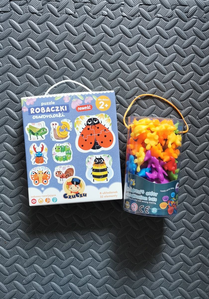 Montessori zabawka sorter kolorów puzzle czuczu zestaw na prezent