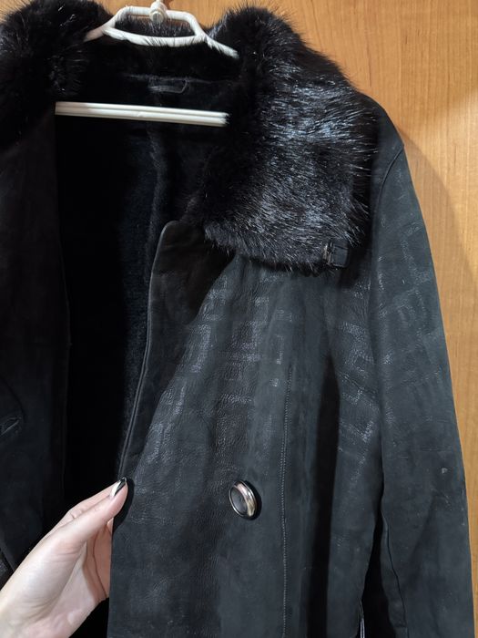 Замшева дублянка з натуральним хутром