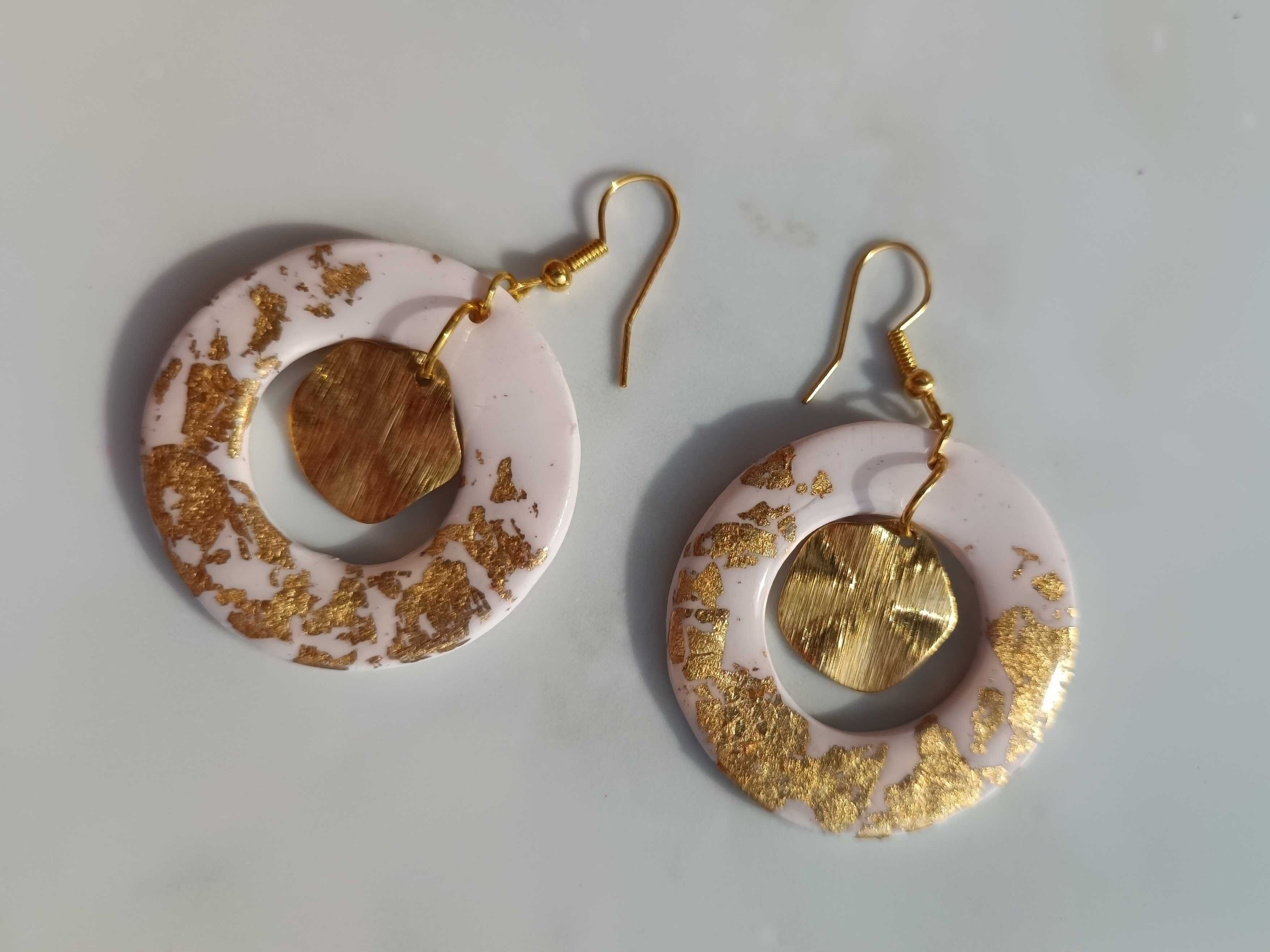 Kolczyki z gliny polimerowej "Złote koła", handmade