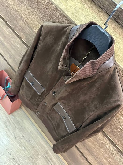 Куртка Loro Piana мужская алькантара  с кожаными вставками
