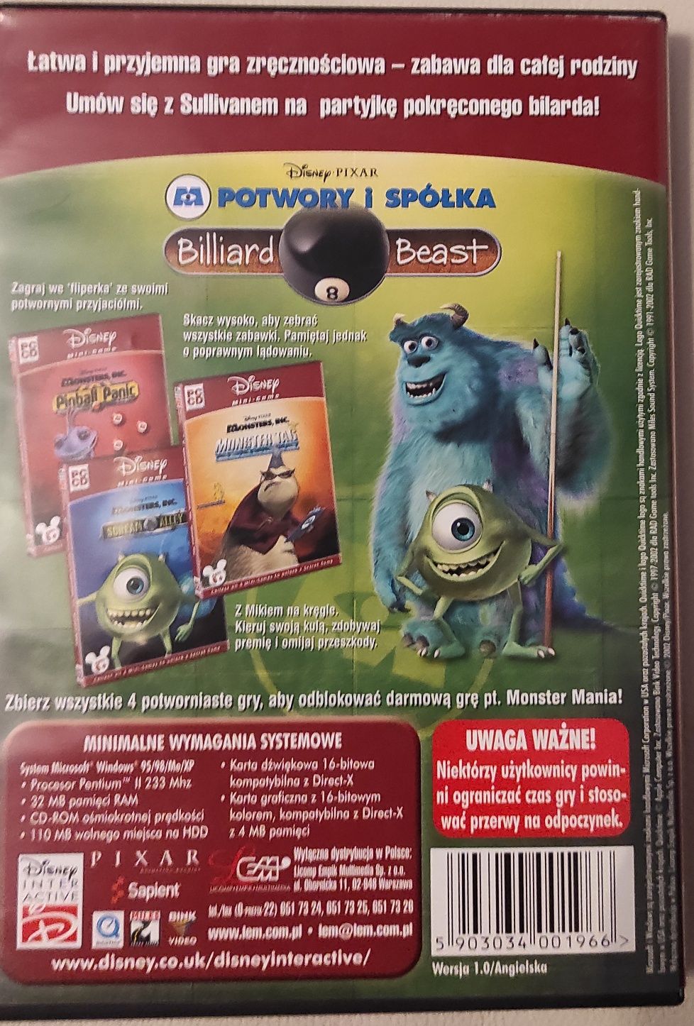 Gra Potwory i spółka PC CD