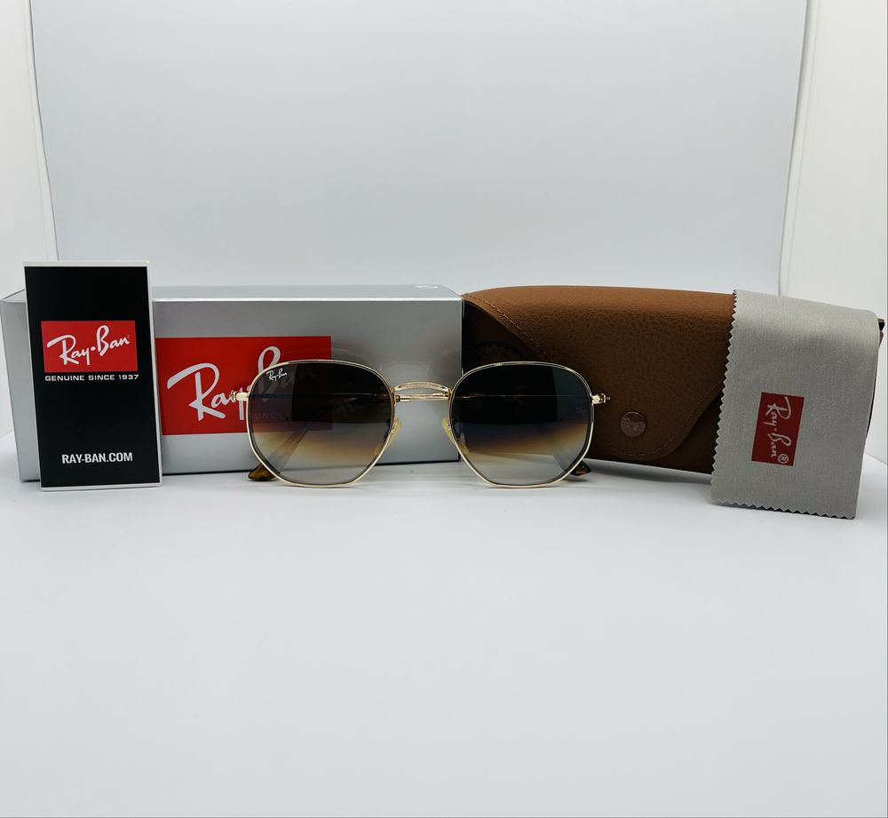 Солнцезащитные очки Ray Ban Hexagonal 3548 Gold-Brown 56мм стекло