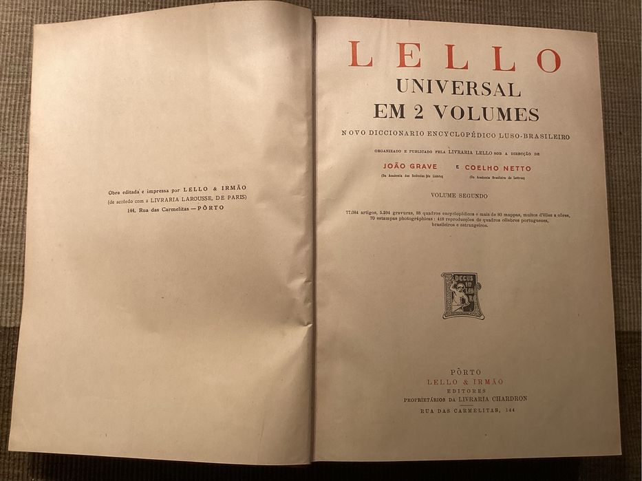 Dicionário Enciclopédico LELLO UNIVERSAL. Completo 2 Volumes