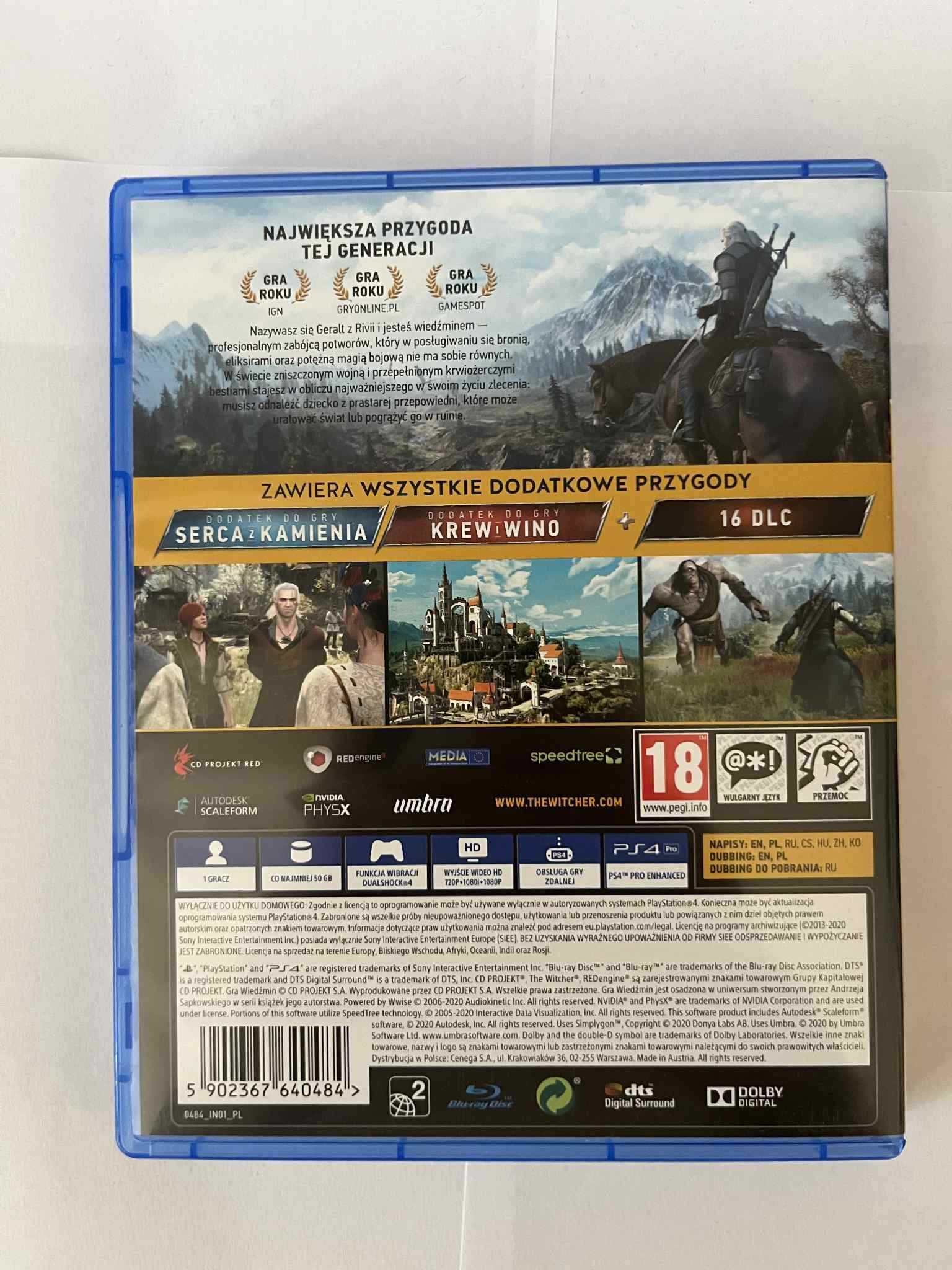 Wiedźmin 3 dziki gon PlayStation 4