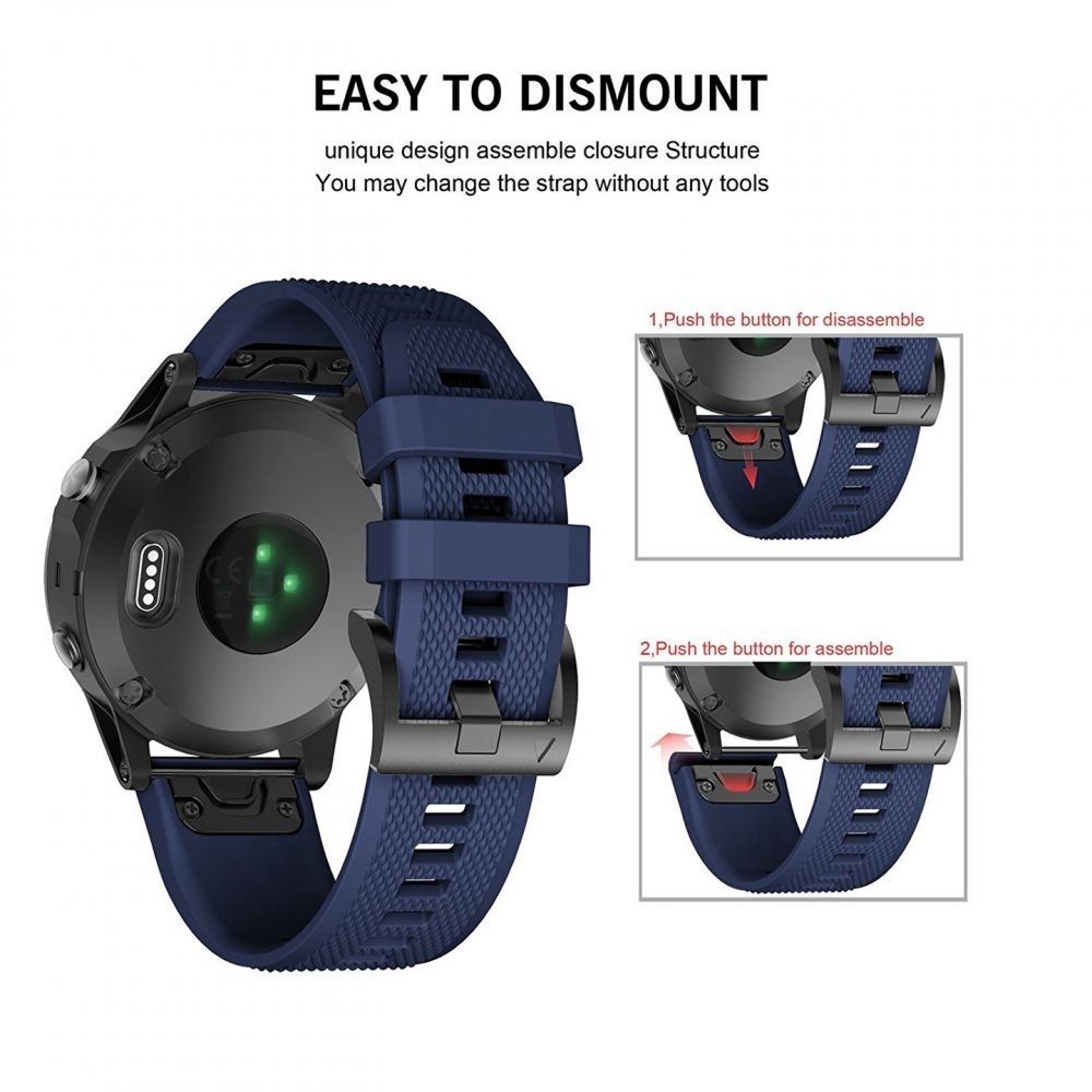 Pasek Smooth Do Garmin Fenix 5 / 6 / 6 Pro Navy Blue