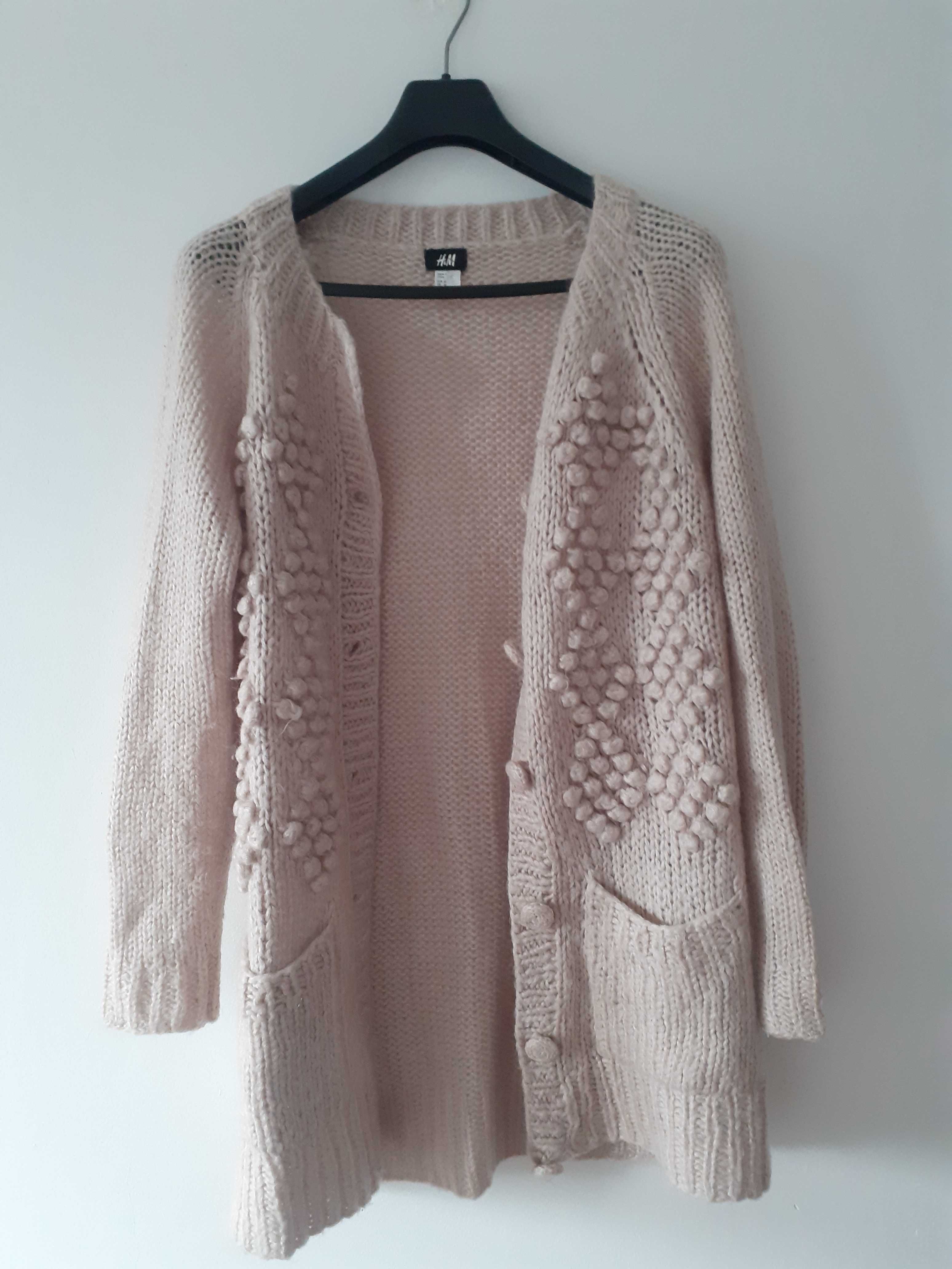 Sweter H&M, rozmiar 38, delikatny różowy