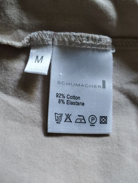 Beżowa bluzka z bawełny, z nadrukiem; SCHUMACHER; rozmiar M