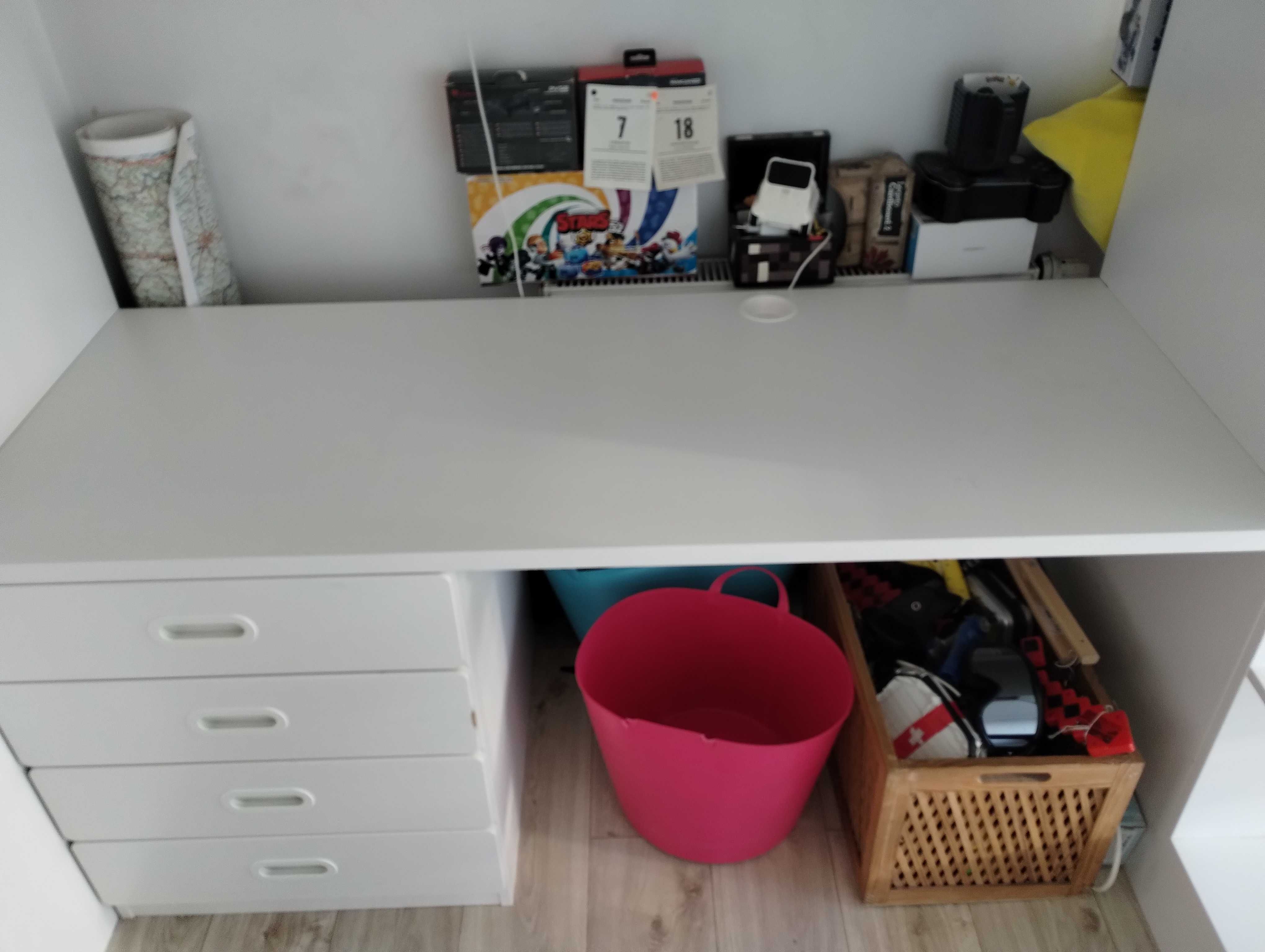 Łóżko piętrowe Ikea z biurkiem i szafa SMASTAD 90x200