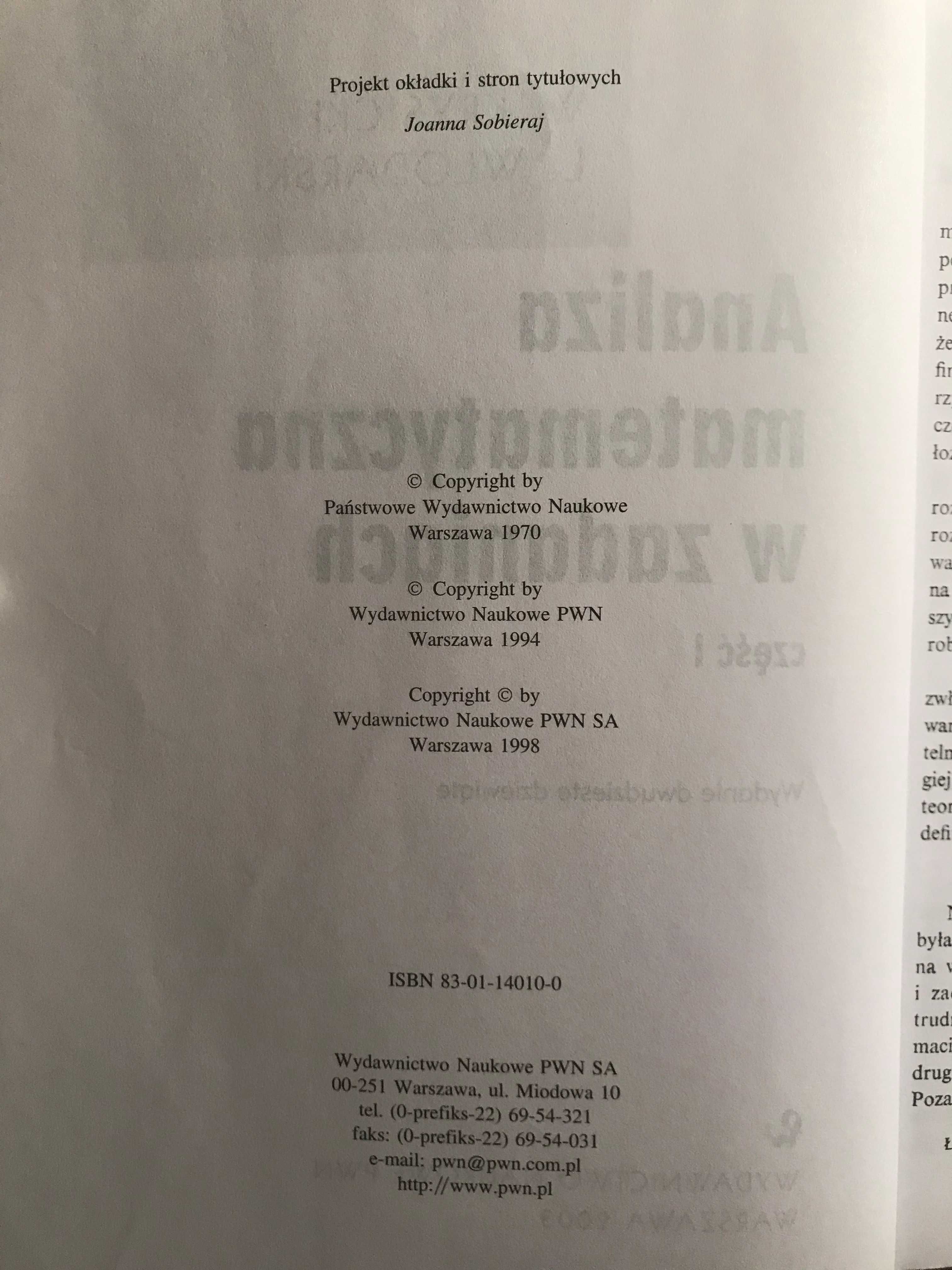 Analiza matematyczna w zadaniach 1 Lech Włodarski Włodzimierz Krysicki