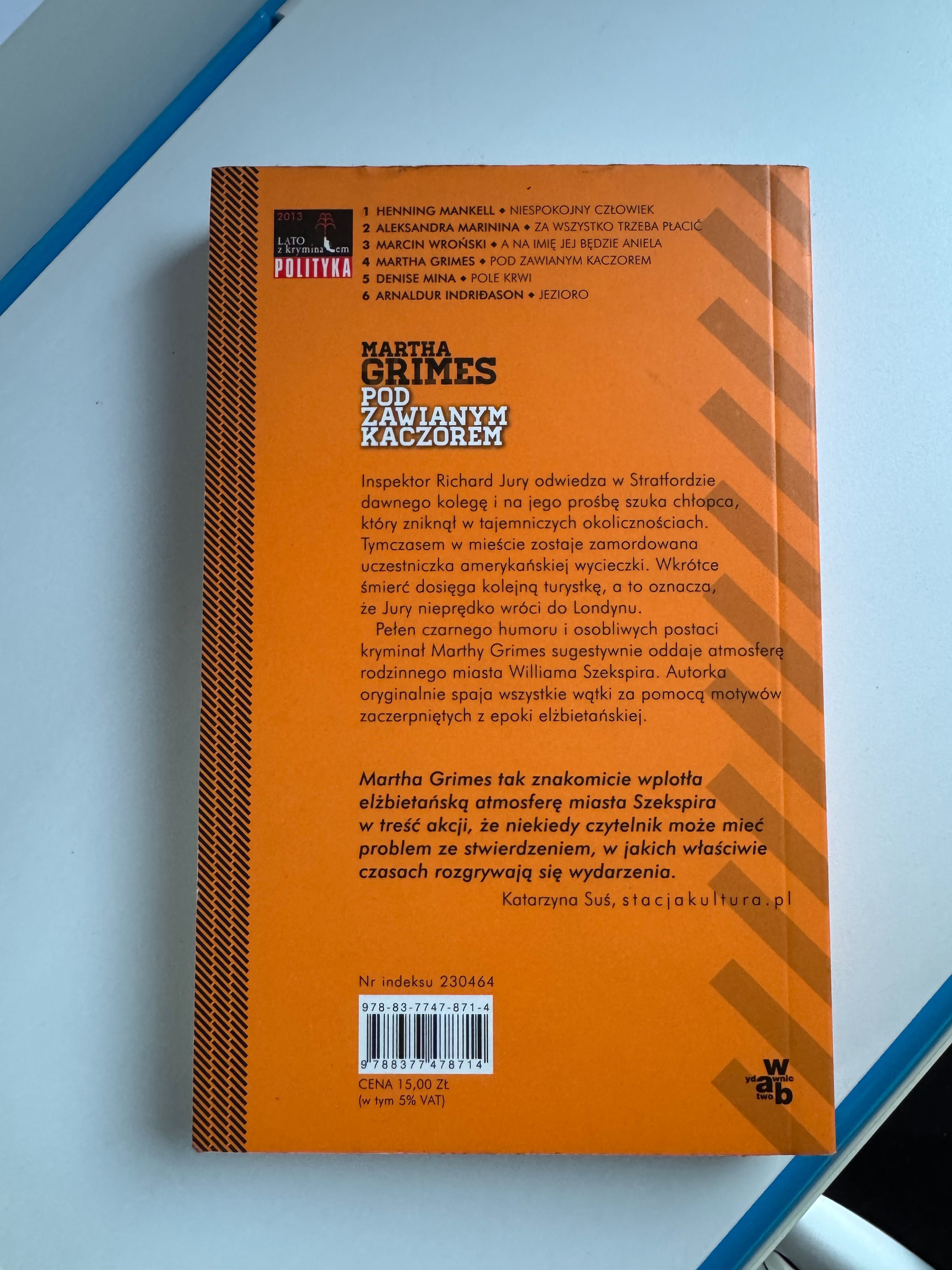 Książka „Pod zawianym kaczorem” Martha Grimes