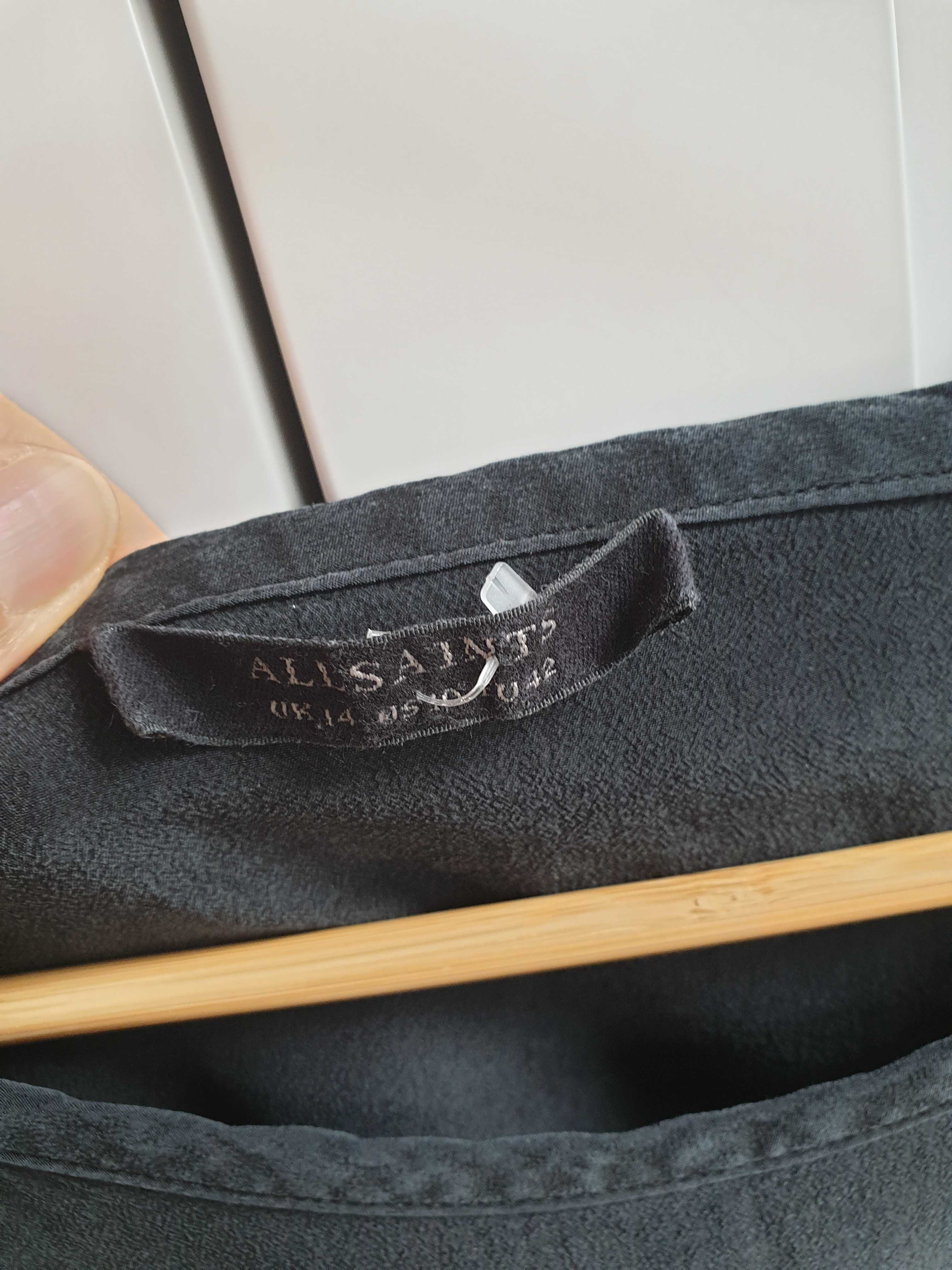 Czarna bluzka t-shirt bez rękawów jedwab jedwabna Allsaints 40 42