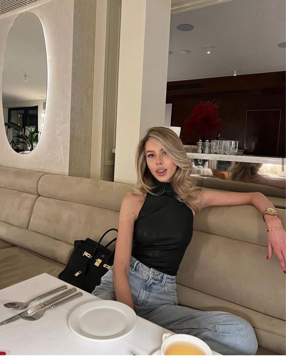 Шкіряний топ Twen2S чорний