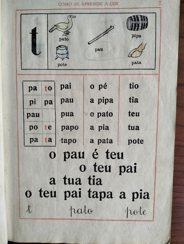 Antigo livro Como se Aprende a Ler - Série Escolar Figueirinhas