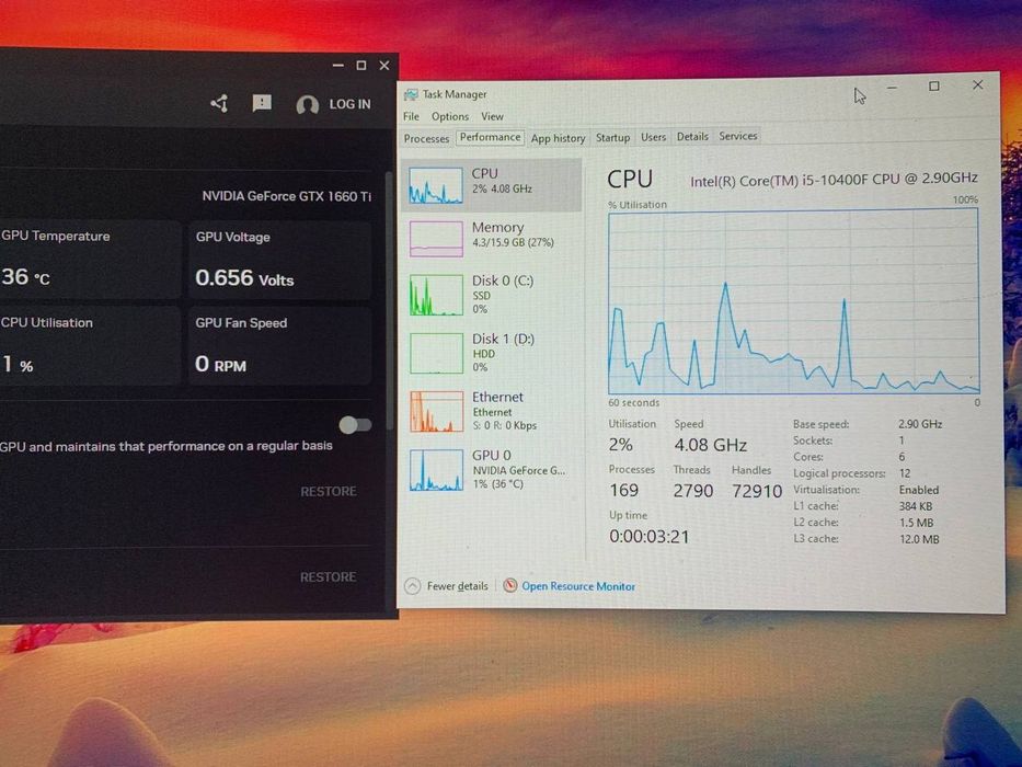 Komputer Gtx1660ti i5 10400f 16gb ram 256ssd