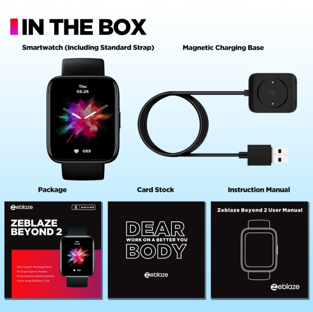 SmatWatch Ekran AMOLED. Zeblaze Beyond 2 do Apple IOS i Android, GPS