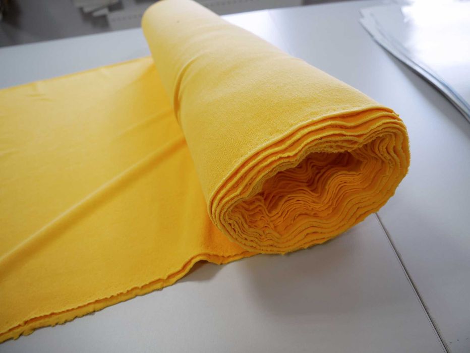 ŻÓŁTY Materiał bawełniany dzianina dresówka z lycrą 25 zł/metr