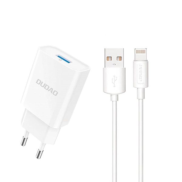 Ładowarka sieciowa Dudao A4EU USB-A 2.1A - biała + kabel USB-A - Light