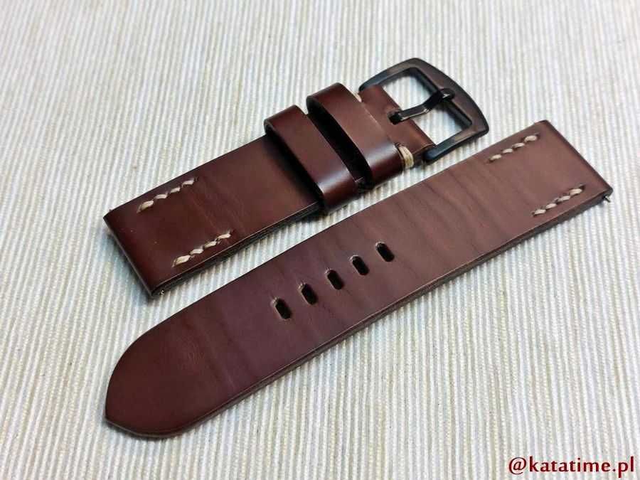 PASEK DO ZEGARKA męskiego do smartwatcha 24 mm brązowy SZYTY RĘCZNIE