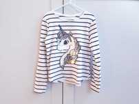 Bluzka w paski cekiny z jednorożcem H&M 122 128