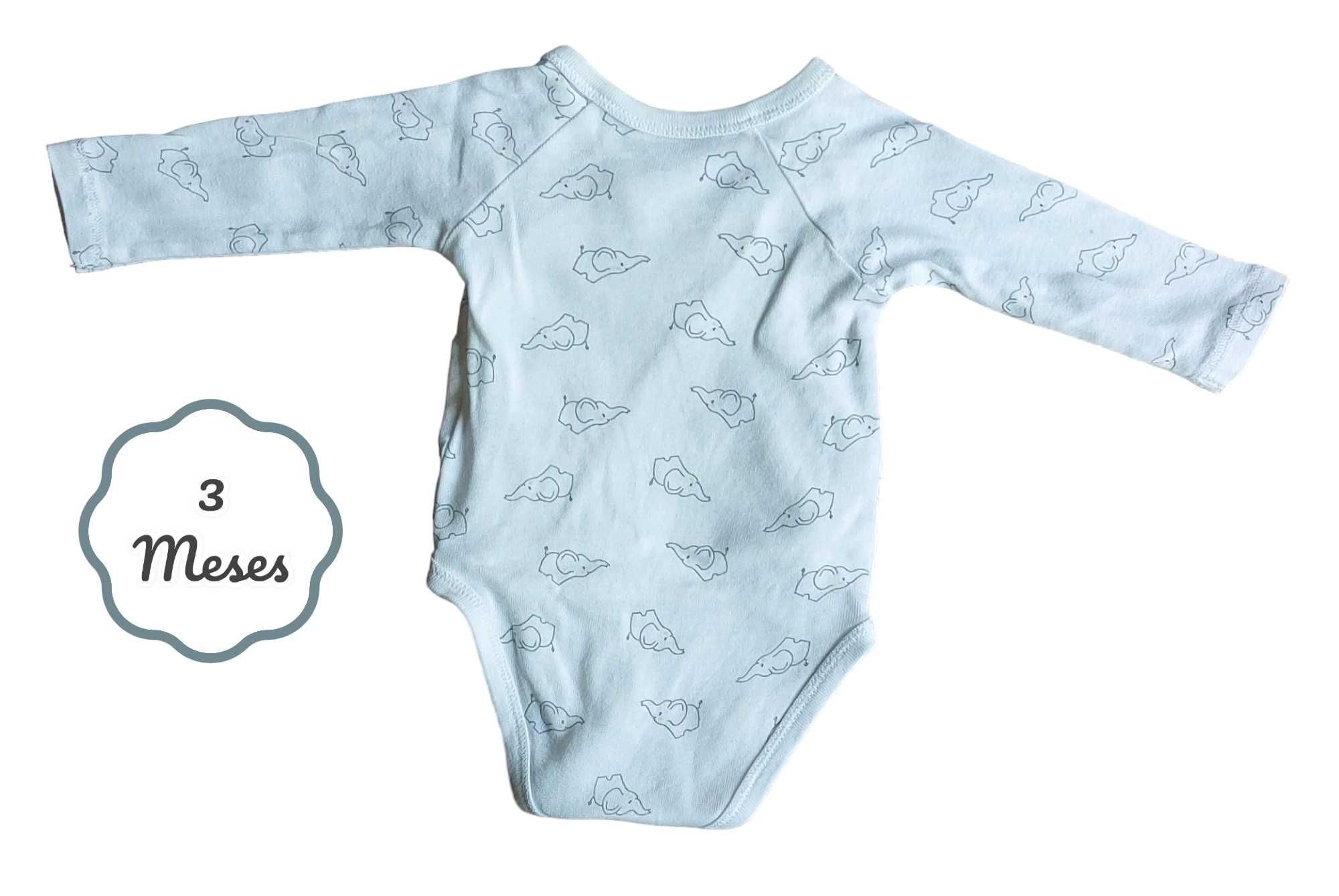 Body Branco Elefantes TEX Baby 3 meses