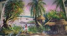 Pintura africana com assinatura a tinta de oleo