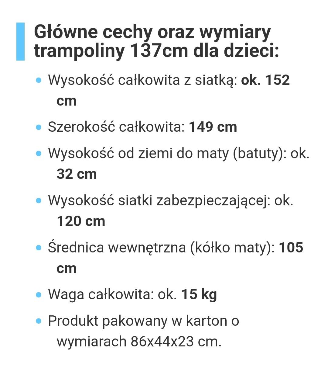 Sprzedam trampolinę hypermotion 137cm