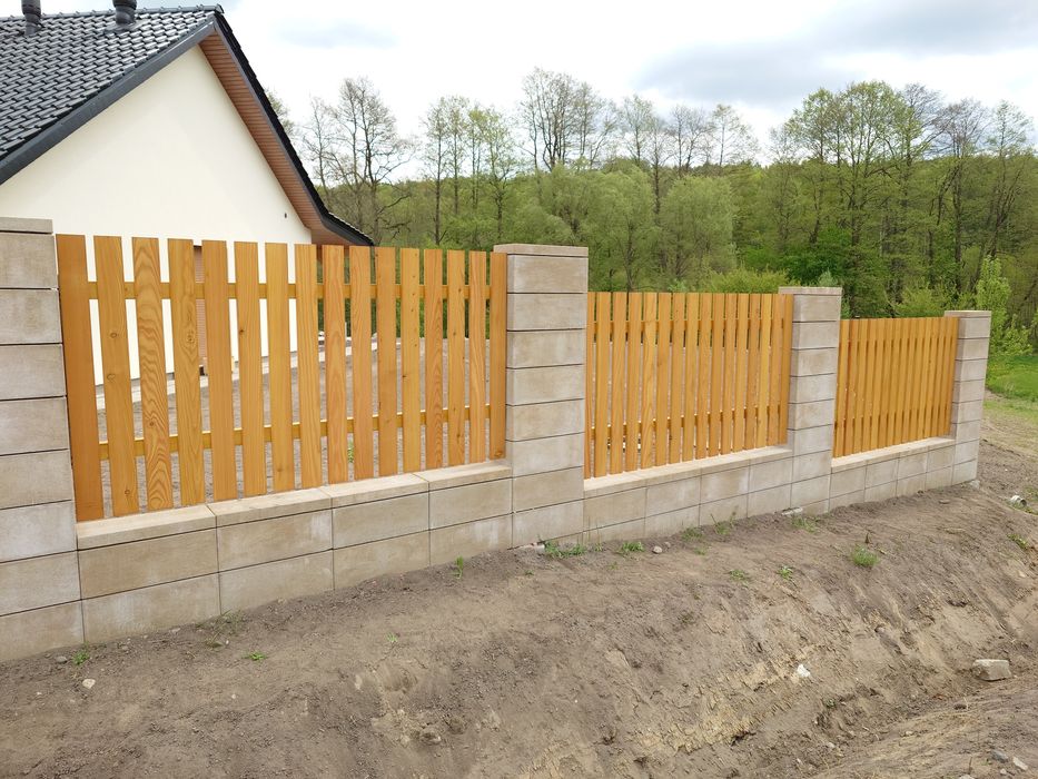 Ogrodzenie drewniane modrzew olcha panel drewniany płot sztacheta
