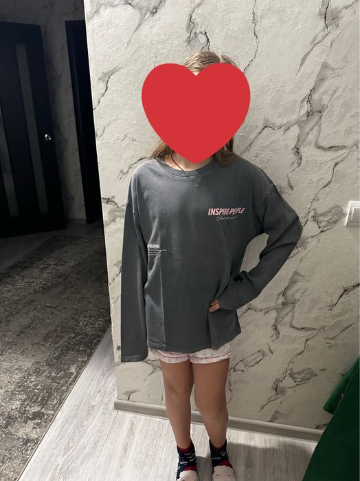 Реглан логслів zara 11-12 р 152см сірий витертий ефект