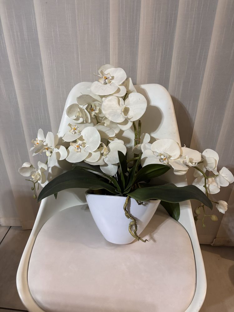 Kwiat,ozdoba,Sztuczna orchidea w doniczce