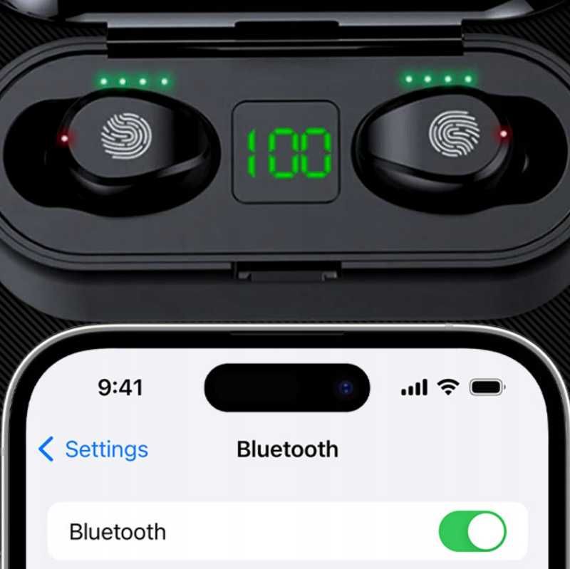 Słuchawki Bezprzewodowe Bluetooth 5.3 Sterowanie Dotykiem + Powerbank