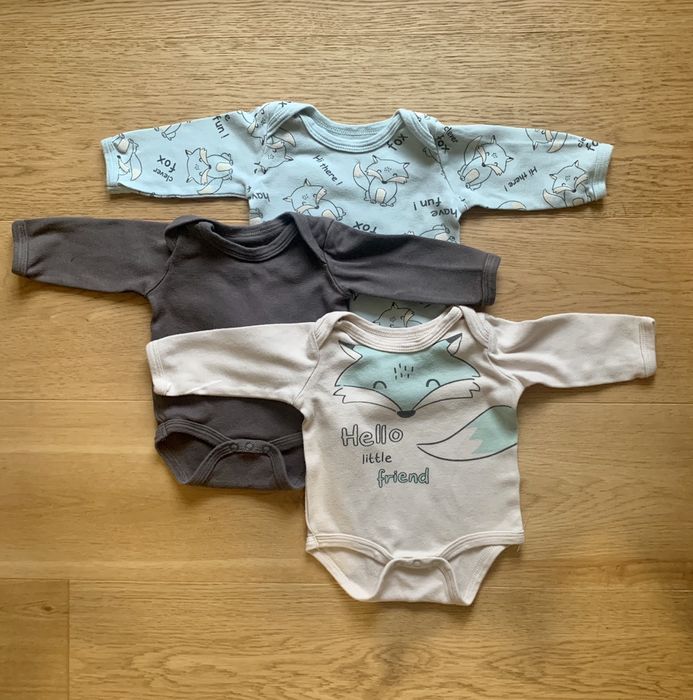 Zestaw body bodziaczków 3sztuki 56cm 62cm bawełna bawełniane