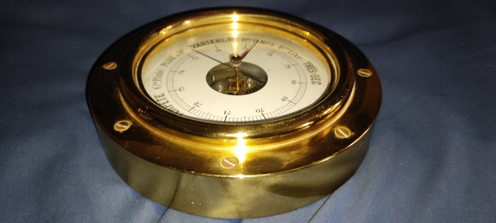 Stary barometr duży marynistyczny Francja René Dauchez a Paris unikat!