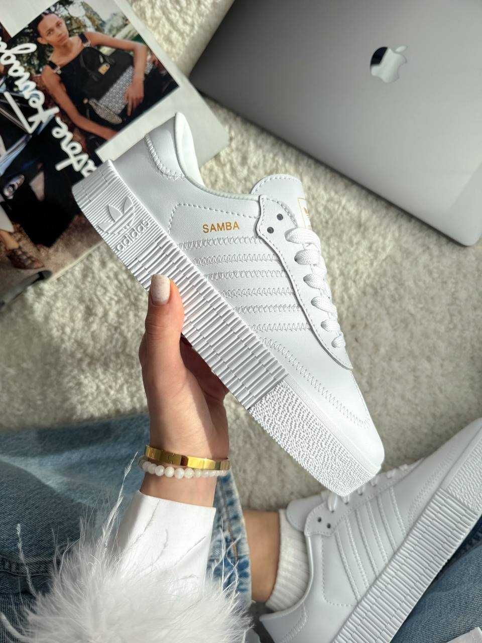 Кеди Adidas Samba White кросівки адідас самба білі шкіра