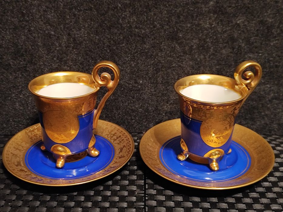 Porcelana Wiedeń Serwis  Tet- Ta -Tet J.Kuba Karlsbad Złoto 24 K