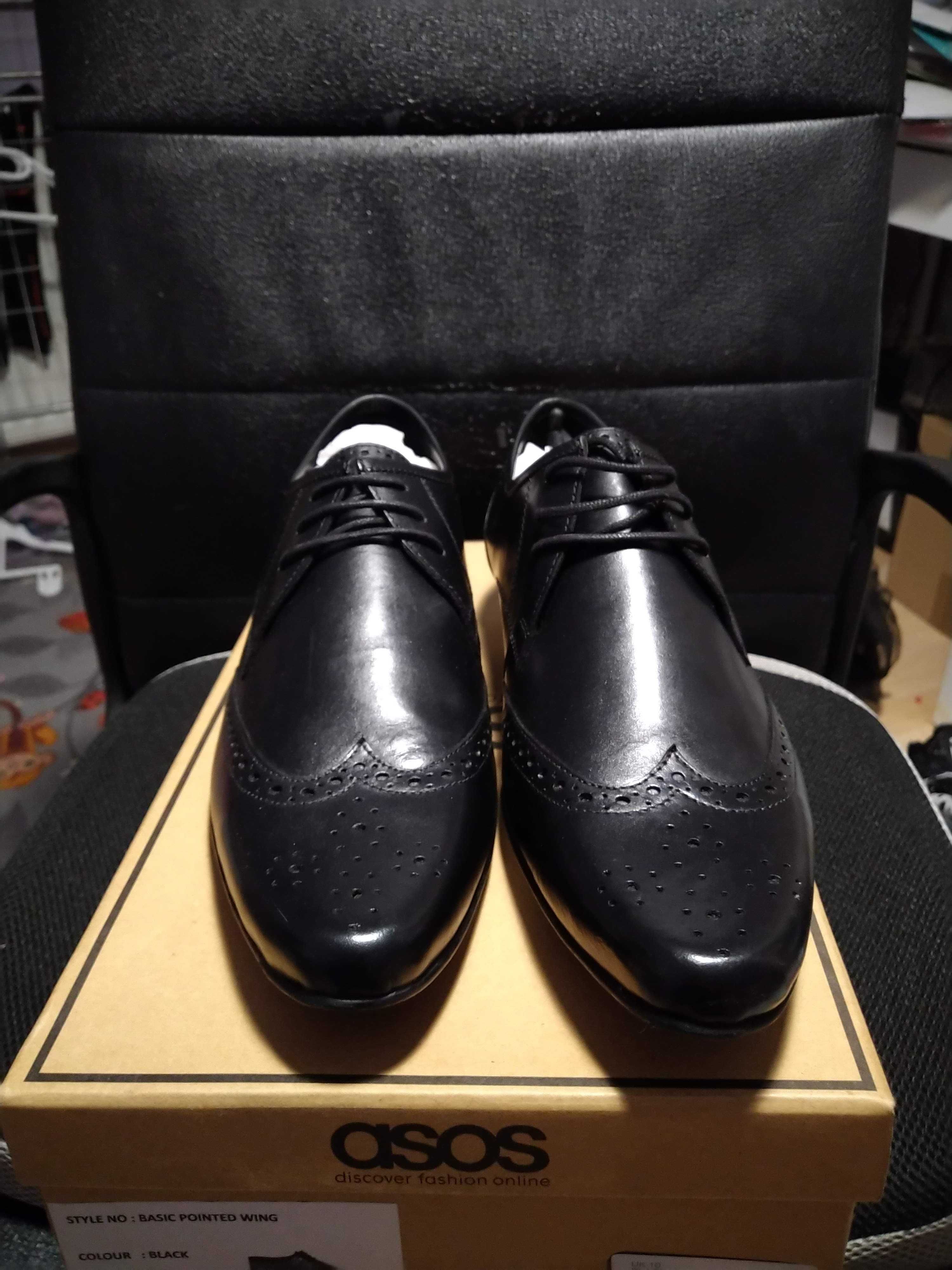 ASOS Wingcap black brogue skórzane R.44 28cm 300zł