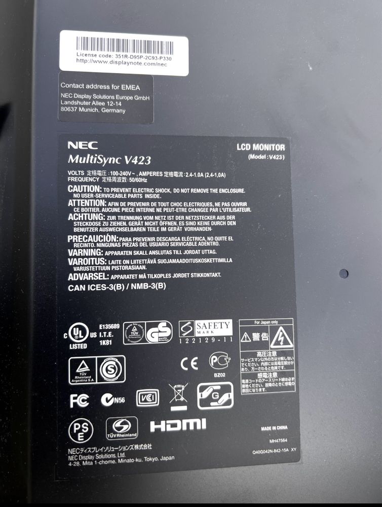 Monitor przemysłowy NEC MultiSync V423