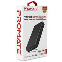 Павербанк Promate 20000 mAh 10Вт 2xUSB Black Super Slim