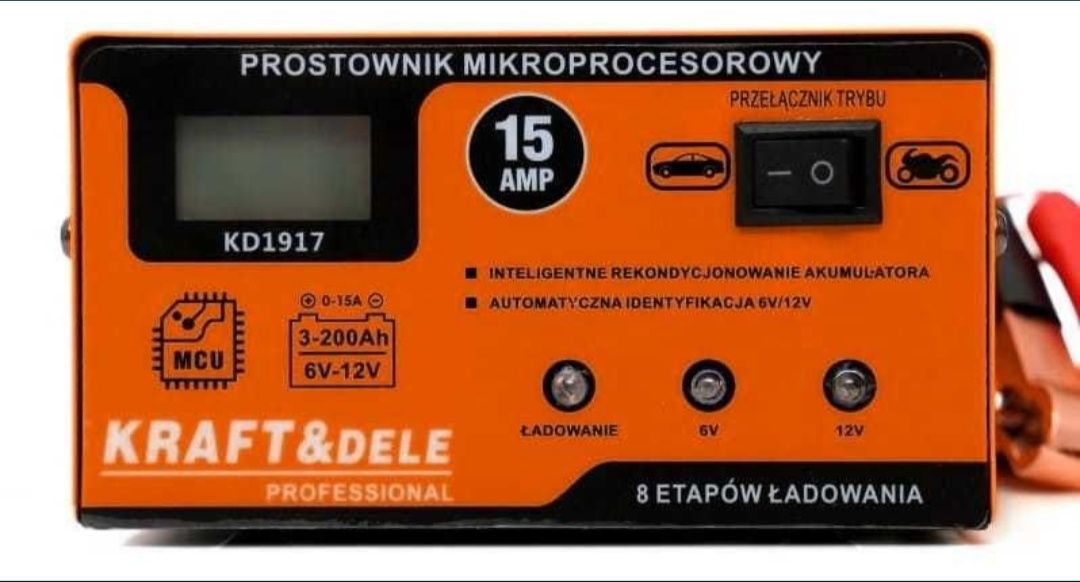 Prostownik automatyczny 15A mikroprocesorowy 6V / 12V