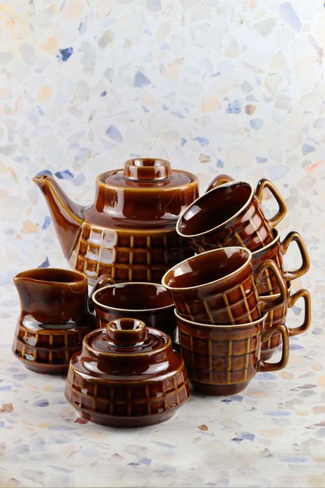 Ceramiczny zestaw Sylwia kratka Pruszków porcelit prl vintage ceramika