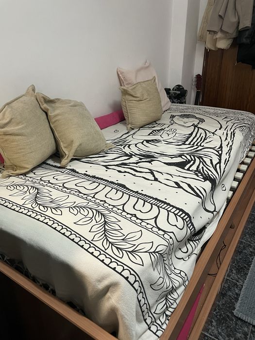 Cama + estrado + colchão + gavetão para cama extra ou para arrumação