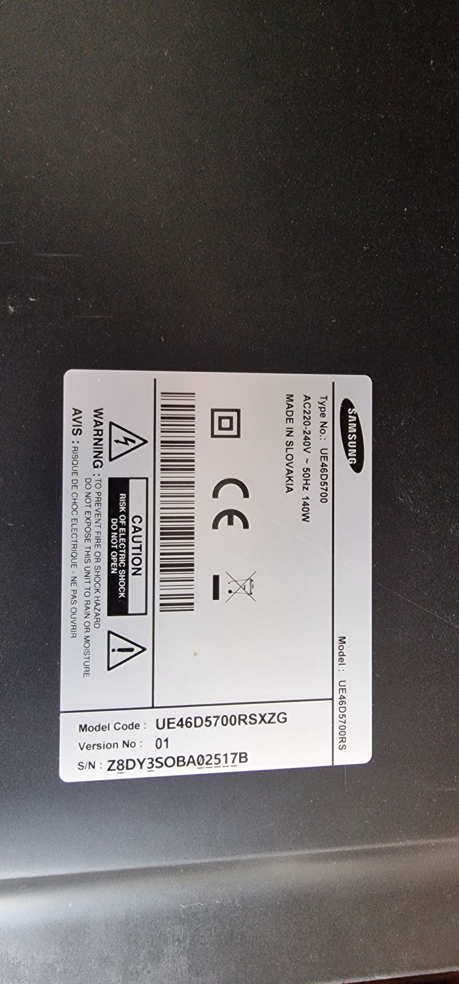 Samsung ue46d5700rs uszkodzony