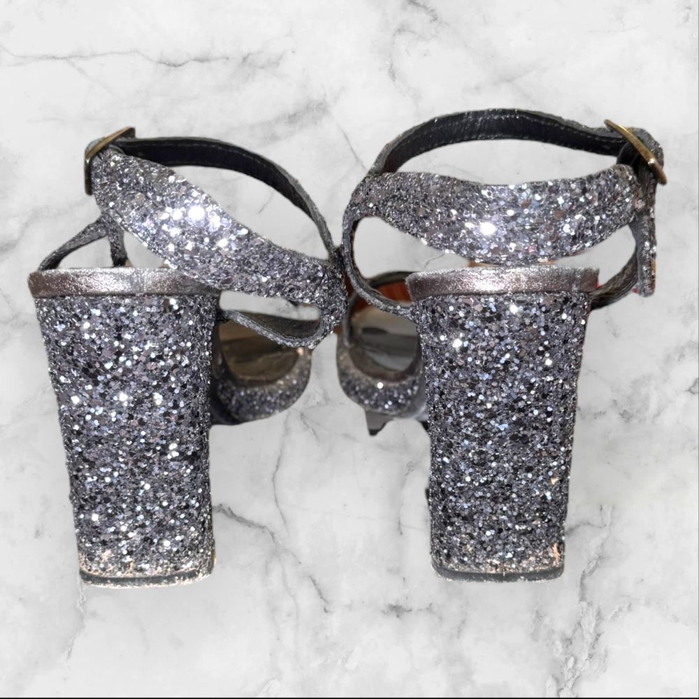 ELDANTES | Black Glittery Block Heels