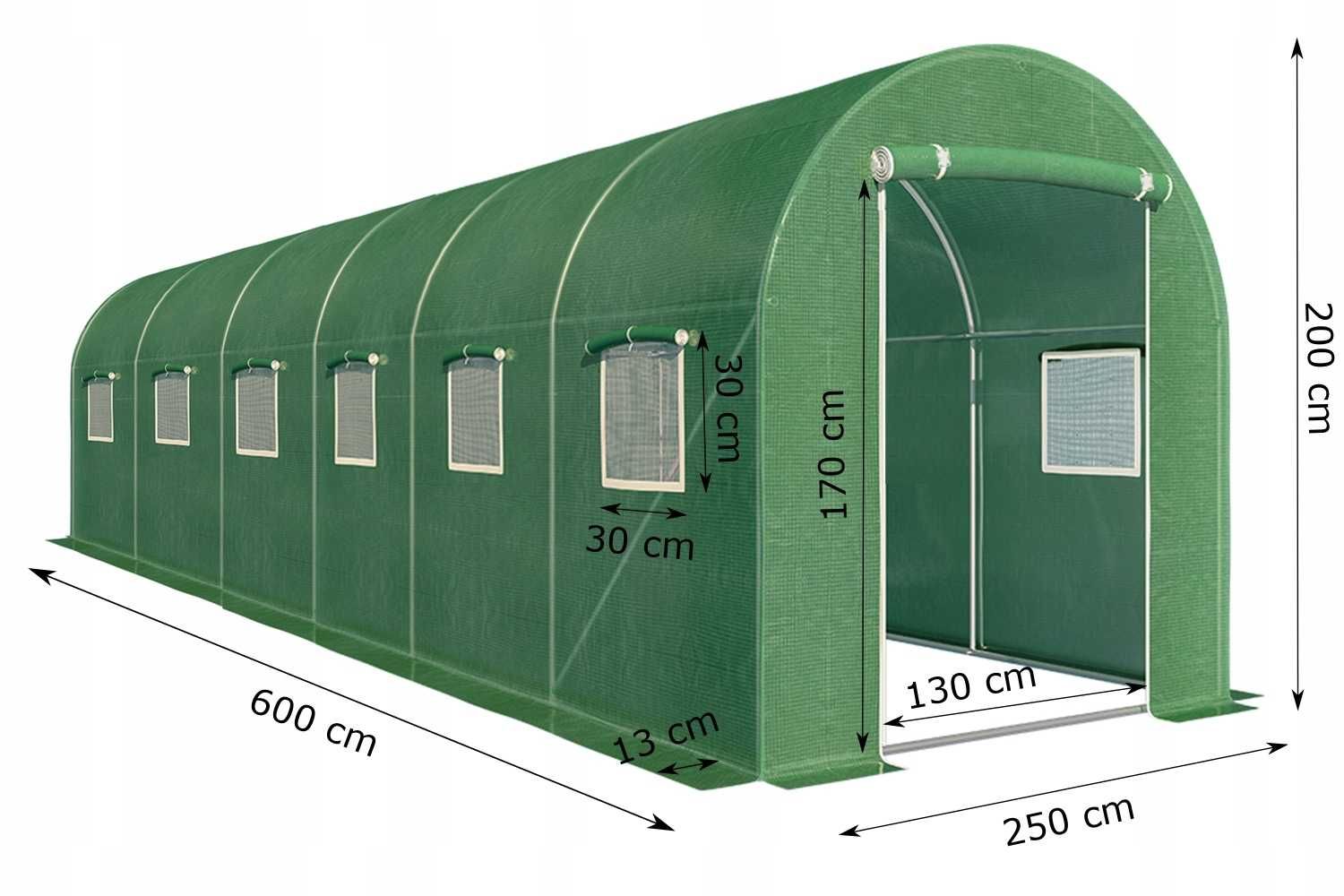 DUŻA SZKLARNIA ogrodowa tunel foliowy ogrodowy 6x2,5x2m FOLIAK NAMIOT