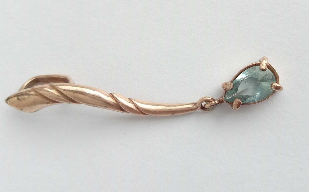 Вінтажний Підвіс кулон з камнем Срібло 925 Позолота. Аквамарин. Вінтаж