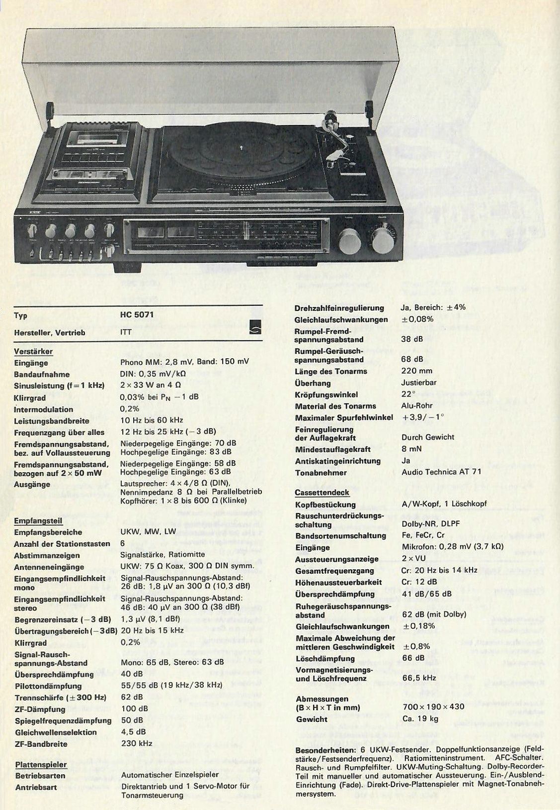 Konsola stereo ITT, gramofon HiFi stereo