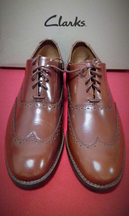 Clarks Edward Walk British Tan Leather piękne oryginalne